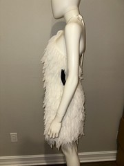 NWD $295 Aidan Mattox white fringe petal halter prom bridal honeymoon dress 2