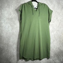 M Magaschoni Hoodie Dress Womens XL Green Knee Length Stretch Cap Sleeves Soft
