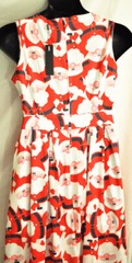 women&rsquo;s Ouges Christmas Santa dress size medium red white sleeveless Santa faces