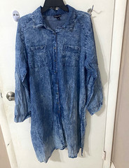 FashionWeb Blue Denim Shirt Dress Button Front Collared Long Sleeve Knee 3X