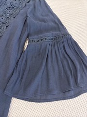 Loft Blue Dress With Lace, Accent, Flow Sleeves, And Bottom Size 0 Women’s ￼