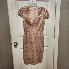 GRACE KARIN Womens S Rose Gold Sequin Midi Bodycon Pencil Cocktail Dress