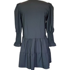 Black Nutcracker Sequin Collar Tiered Ruffle Button Down Shirt Dress Tunic Small