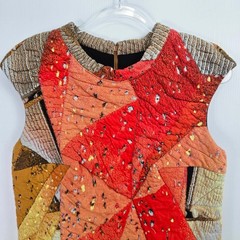 Akris Punto Rock Climbing Wall Patchwork Quilted Dress Cap Sleeve Modern Art 12