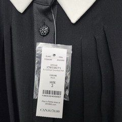 NWT White House Black Market Black & White Smock Waist Dress Size 2 Loose Button