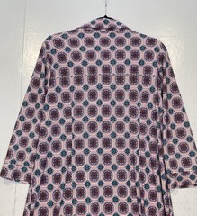 Chico&rsquo;s Button Front Jersey Knit Midi Shirt Dress XL Size 3 Pink Blue Mandala