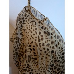 Boho Leopard Smocked Beads Chiffon Summer Ruffles Chiffon Flowy 1X Midi Dress