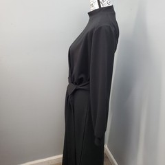 Boohoo Maxi Dress Womens 10 Black Raglan Sleeve Mock Neck Belted Waist Formal
