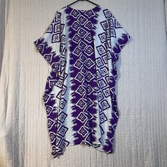 EY Signature Womens Purple White V-neck Kaftan Kimono Maxi Dress Womens One Size