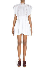 ISABEL ETOILE MARANT GISELE LACE TRIM WHITE MINI DRESS SIZE 36/ US 4-S $795