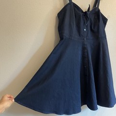 City Chic Denim Fit & Flare Mini Dress Dark Wash Stretch Pockets Plus Size XL