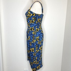 Dixiefried Pinup Couture Tiki Midi Dress Blue Womens XS Crossover Wrap