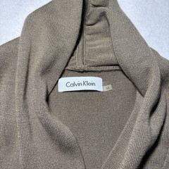 Calvin Klein Tan Knit Shawl Collar Buckle A-Line Dress No Sleeve Knee M