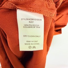 ASTR the Label Alva Ruched Lace Trim Midi Dress Rust Satin ACDR101003B Womens S