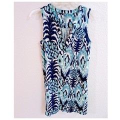 Lilly Pulitzer Sleeveless Pineapple Print Mini Dress Call me Serene Sz. XS