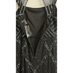 NEW Adrianna Papell Studio Size 10 Beaded Embellished Evening Dress Long Black