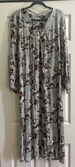 Natural Life Dress Amelia Rose Women’s Size L Gray Brown Floral Midi Dress
