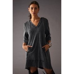 Daily Practice Anthropologie Women&rsquo;s 3X Charcoal Mineral Wash Hoodie Dress Tunic