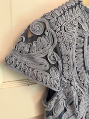 JS Collections Women’s Soutache Ribbon Lace Mesh Stretch Sheath Size 6 $248
