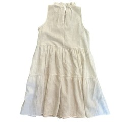 Calvin Klein Womens White Crinkle Tiered Mock Neck Sleeveless Mini Dress Size 6
