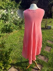 PINK SLEEVLESS EMBROIDERED SUMMER DRESS BEACH BOHO FESTIVAL SWINGY DRAPED