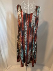 Jostar Women&rsquo;s Sleeveless Stretch Tank Dress Snake Print Red Black Blue Size L