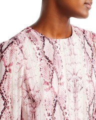 Aqua Womens Metallic Stripe Snake Print Ruffled Mini Dress Pink Multi L B4HP