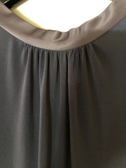 Max & Cleo Elegant Gray T-Shirt Dress with Silk Neck Line