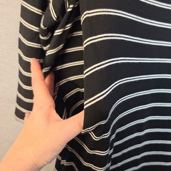 NWT! Latched Mama Nursing Dress Medium Black White Striped Tie Back 3/4 Sleeve