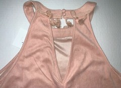 NEW Andree By Unit Pink Sueded Sleeveless Fringe Lined A-Line Dress Women&rsquo;s S
