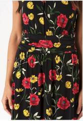 LEOTA WOMEN&rsquo;S ARIA IN POPPY PRINT DRESS(BLACK POPPY PRINT X-LARGE)NWT