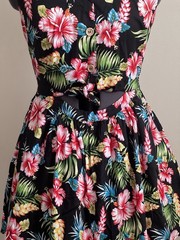 Hell Bunny Vixen black/multi ‘Maui’ floral tropical cut out mini dress small