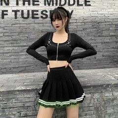 Vintage Korean Style Patchwork Skirt Harajuku JK Black Pleated Skirts Gothic Str