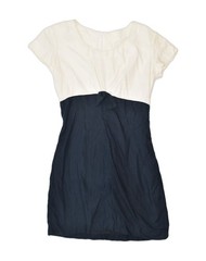 VINTAGE Womens Basic Dress UK 12 Medium Navy Blue Colourblock TW60