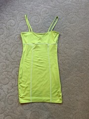 Divided bright green dress bodycon