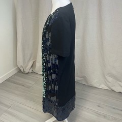 Tory Burch Retro Sequin Colorblock Shift Dress Black Cream Sz L Mob Wife Luxury