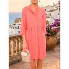 Tuckernuck Poppy Pink Cotton Poplin Royal Shirt Dress Mini Preppy Size XS