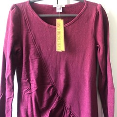 Prairie Underground Asymmetrical Ruched Dress Medium Burgundy Hemp Organic Cotto