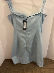 PrettyLittleThing Womens US 6 Light Blue Linen Look Bardot Corset Dress NWT