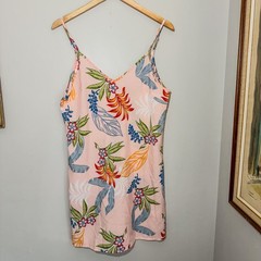 Emery Rose Pink Tropical Floral Slip Dress Medium M