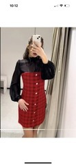 ZARA FW24 COMBINATION STRUCTURED MINI DRESS M Red/Black 8982/155 NWT Christmas