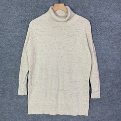 Eileen Fisher Organic Cotton Blend Tunic Sweater Dress Turtleneck Oatmeal XS
