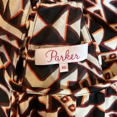 Parker Dottie Boho Printed Halter Maxi Silk Dress Women’s Sz XS White Black Rust