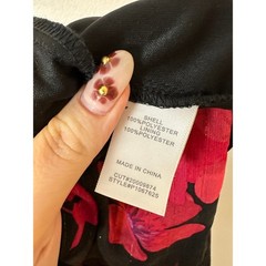 Rebecca B. Women’s Sz 12 3/4 Sheer Sleeve Floral Maxi Dress Black Red Formal