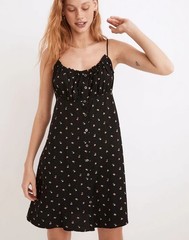 Madewell Tie-Back Button-Front Mini Dress in Geodot Floral in Black – 4