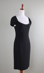 ST. JOHN CAVIAR COLLECTION $1295 Solid Black Silk Lined Sheath Dress Size 8