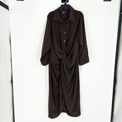 City Chic Black and Brown Striped Button Front Dress Size 18