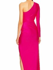 Michael Costello x REVOLVE Gilly One Shoulder Ruched High Slit Maxi Dress NWT