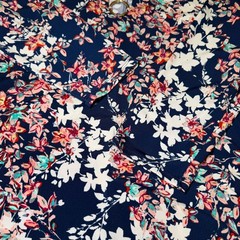 Roz & Ali Womens Size Small Floral Shift Dress Navy Blue Pink Gold Ring Keyhole