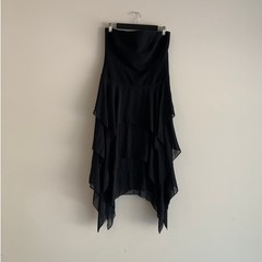 Liz Claiborne Strapless Black Handkerchief Hem Tiered Cocktail Dress Womens 10